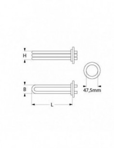 ATA, Ascaso dishwasher boiler heating element 3000W, 230V 2
