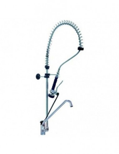 Pre-rinse unit with single lever monobloc tap long lever spout length 300mm connection 3/8"