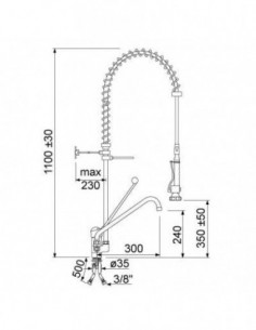 Pre-rinse unit with single lever monobloc tap long lever... 2