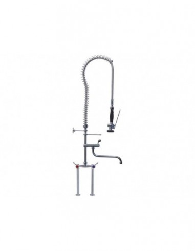 Pre-rinse unit with bridge mixer tap ceramic tap head ½" 90° with swivel tap