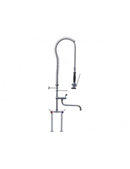 Pre-rinse unit with bridge mixer tap ceramic tap head ½" 90° with swivel tap