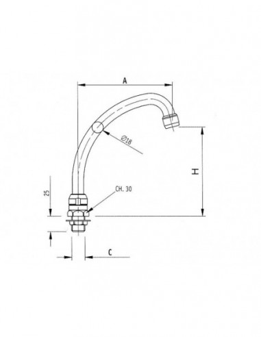 Inlet spout connection 1/2" ET tube ø 18mm...