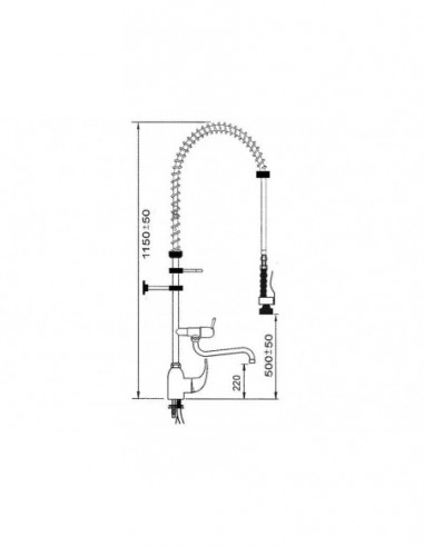 Pre-rinse unit with single lever monobloc tap,...