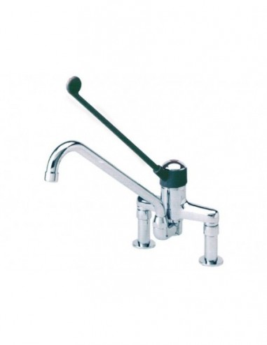 Single lever bridge mixer tap long lever ceramic cartridge ø 40mm spout length 200mm