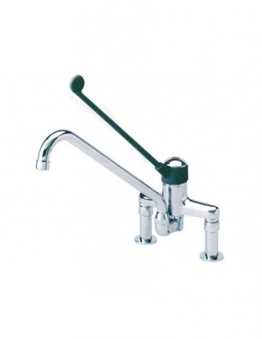 Single lever bridge mixer tap long lever ceramic cartridge ø 40mm spout length 200mm