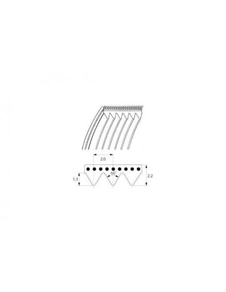 Poly-v belt - profile TB2.34 J431 for SIRMAN, Fimar