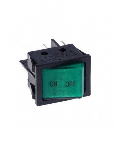 Rocker switch bipolar green illuminated ON-OFF