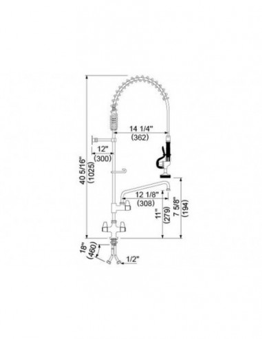 Pre-rinse unit with monobloc tap ceramic