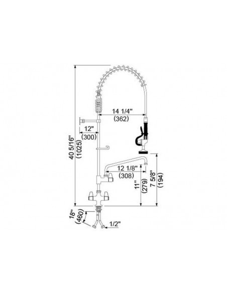 Pre-rinse unit with monobloc tap ceramic