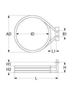 EGO oven heating element 2300W 230V, 202x188mm, L-232mm 2