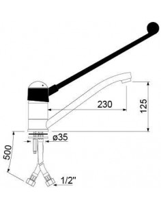 Single lever monobloc tap long lever 2