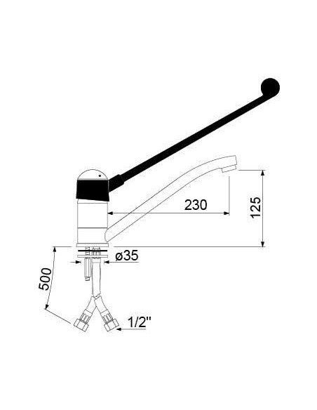 Single lever monobloc tap long lever