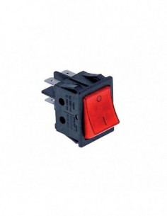 Rocker switch 30x22mm red 2NO 250V 16A illuminated 0-I...