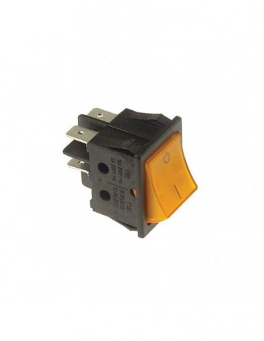 Rocker switch 30x22mm orange 2NO 250 V 16 A illuminated 0-I connection male faston 6.3mm