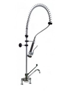 Pre-rinse unit with single lever bridge mixer tap long lever