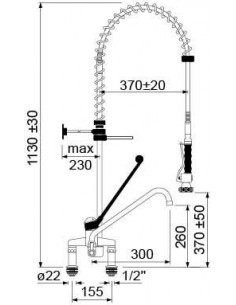 Pre-rinse unit with single lever bridge mixer tap long lever 2