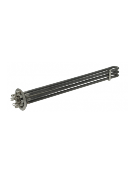 Heating element 6000W 230V L 385mm round flange connection male faston 6.3mm tube ø 8.5mm