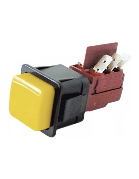 Push switch mounting measurements 28.5x28.5mm yellow 2CO 250V connection male faston 6.3mm 16A