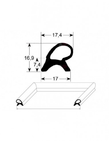 Door seal oven profile 2450 W suitable for ELECTROLUX